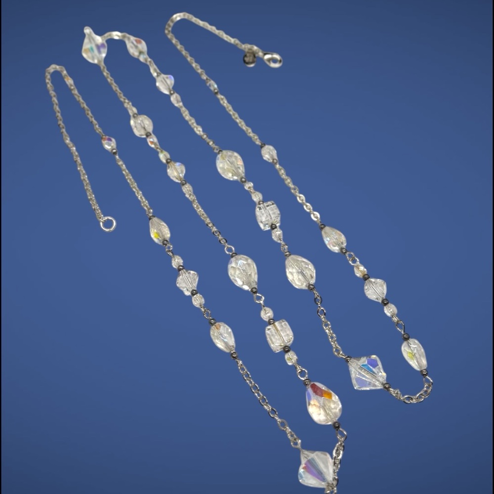 Kirks Folly Clear Aurora Borealis Multi-shaped Crystal Necklace - Picture 3 of 8